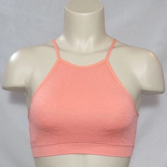 MEDIUM Xhilaration High Neck Seamless Wirefree Bra Shell Pink NWT - Picture 1 of 4